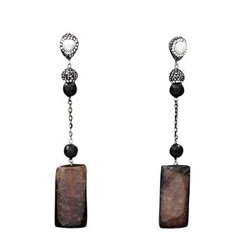 Brown beaded jewellery Brass Copper   pair of Earrings 1