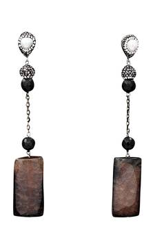 Brown beaded jewellery Brass Copper   pair of Earrings