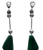 Green beaded jewellery Brass Copper   pair of Earrings