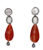 Orange beaded jewellery Brass Copper   pair of Earrings