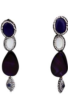Purple beaded jewellery Brass Copper   pair of Earrings