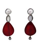 Red beaded jewellery Brass Copper   pair of Earrings