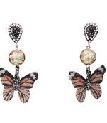 Orange beaded jewellery Brass Copper   pair of Earrings