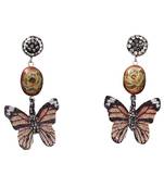 Orange beaded jewellery Brass Copper   pair of Earrings