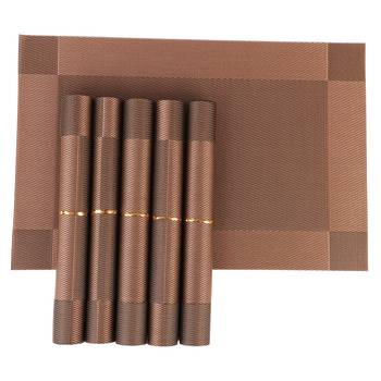 NFI essentials PVC Dining Table Dinner Mats Set of 6 Pcs Dinner Placemats Multipurpose Dinner & Kitchen (Brown) 1