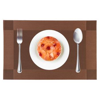 NFI essentials PVC Dining Table Dinner Mats Set of 6 Pcs Dinner Placemats Multipurpose Dinner & Kitchen (Brown) 3