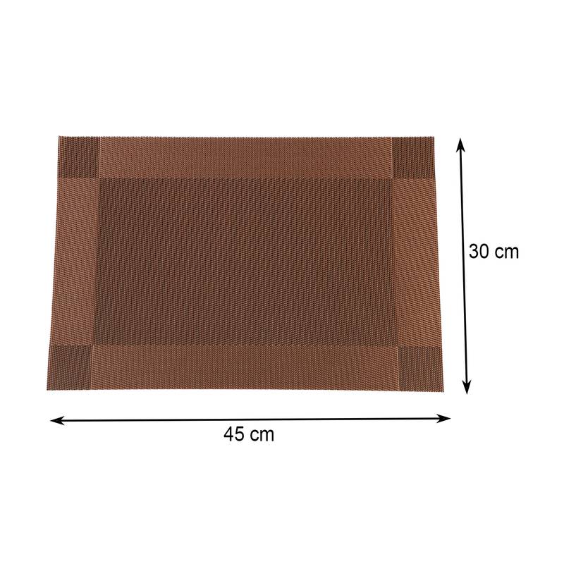 NFI essentials PVC Dining Table Dinner Mats Set of 6 Pcs Dinner Placemats Multipurpose Dinner & Kitchen (Brown)