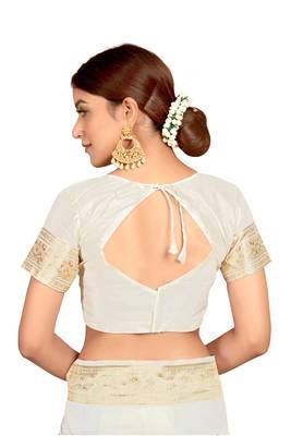 White woven silk saree with blouse 5