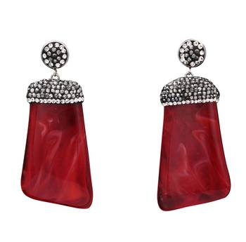 Red beaded jewellery Brass Copper   pair of Earrings 4
