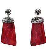 Red beaded jewellery Brass Copper   pair of Earrings