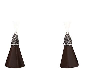 Brown beaded jewellery Brass Copper   pair of Earrings 1