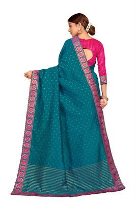 Dark sky blue woven silk saree with blouse 4