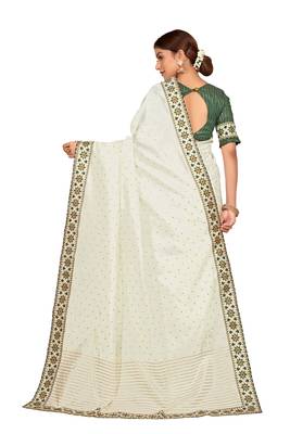 White woven silk saree with blouse 4