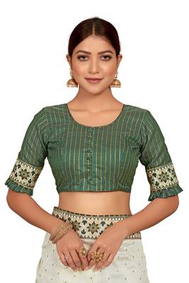White woven silk saree with blouse 5