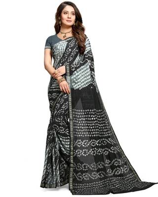 Black hand woven art silk saree with blouse 1
