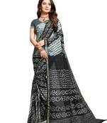 Black hand woven art silk saree with blouse