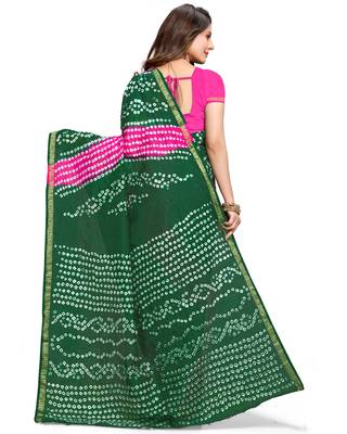 Green hand woven art silk saree with blouse 2