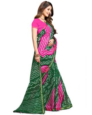 Green hand woven art silk saree with blouse 3