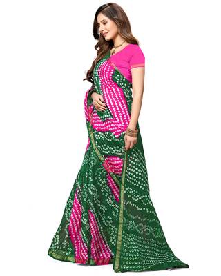 Green hand woven art silk saree with blouse 4