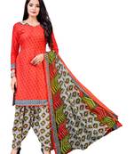 Light-red printed crepe salwar