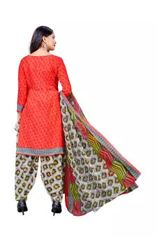 Light-red printed crepe salwar
