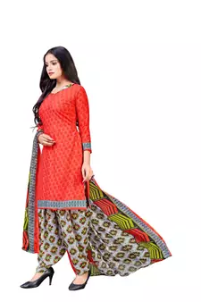 Light-red printed crepe salwar