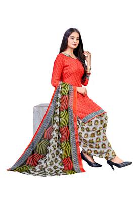 Light-red printed crepe salwar 4