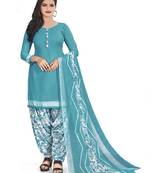Sea-green printed crepe salwar