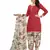 Light-red printed crepe salwar