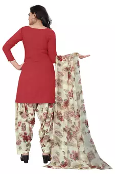 Light-red printed crepe salwar