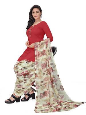 Light-red printed crepe salwar 4