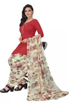 Light-red printed crepe salwar