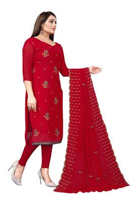 Red thread embroidery georgette salwar 3