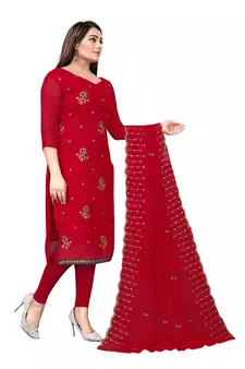 Red thread embroidery georgette salwar