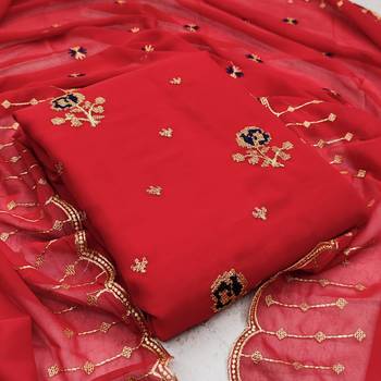 Red thread embroidery georgette salwar 4