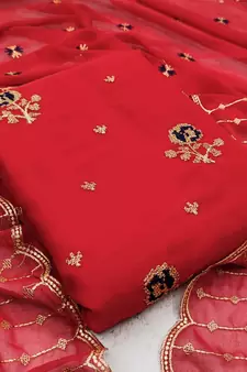 Red thread embroidery georgette salwar