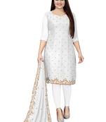 White thread embroidery georgette salwar