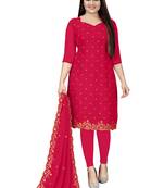 Pink thread embroidery georgette salwar