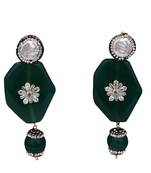 Green beaded jewellery Brass Copper   pair of Earrings