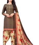 Brown printed crepe salwar