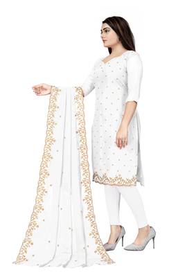 White thread embroidery georgette salwar 4