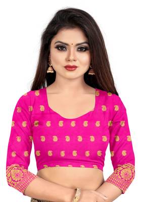 Green woven art silk sarees saree with blouse 5