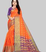 Orange woven art silk sarees saree with blouse