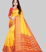 Gold woven art silk sarees saree with blouse