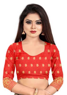 Gold woven art silk sarees saree with blouse 5