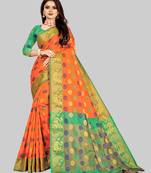 Orange woven art silk sarees saree with blouse