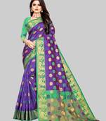 Purple woven art silk sarees saree with blouse