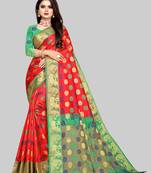 Red woven art silk sarees saree with blouse