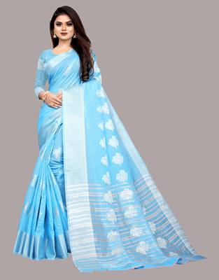 Turquiose woven art silk sarees saree with blouse 1