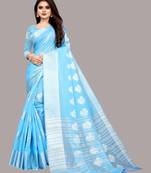 Turquiose woven art silk sarees saree with blouse